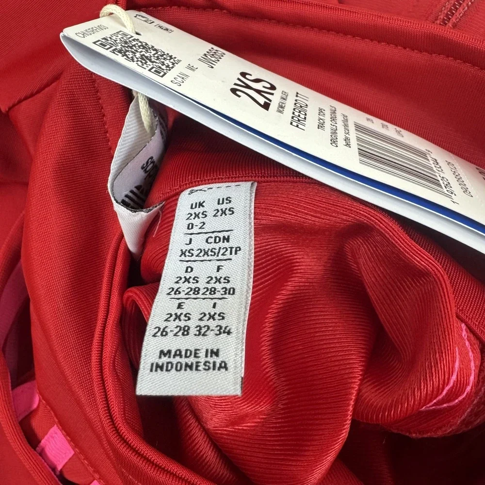 adidas Originals Firebird Loose Track Jacket Womens XXS Red Pink JW3665